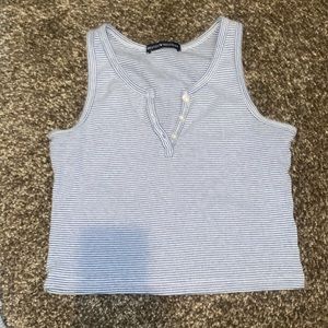 Brandy Melville White and Blue Striped Crop Tank.